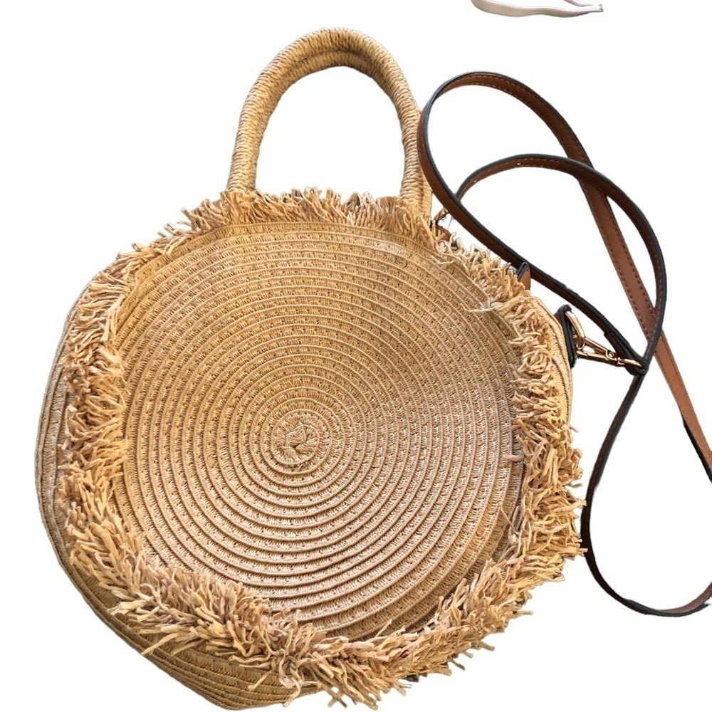 Lauren Conrad Cookie Crossbody Double Handle Straw Bag Summer Beach Festival